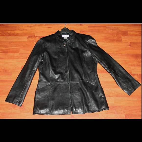 ALFANI Black Genuine Lamb Leather Coat/Jacket